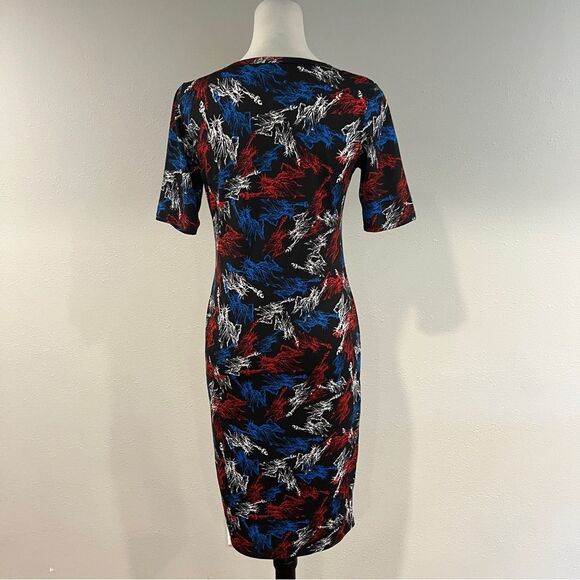 LuLaRoe Midi Julia Dress Short Sleeve Crew Neck size s statue of liberty print - Picture 6 of 12